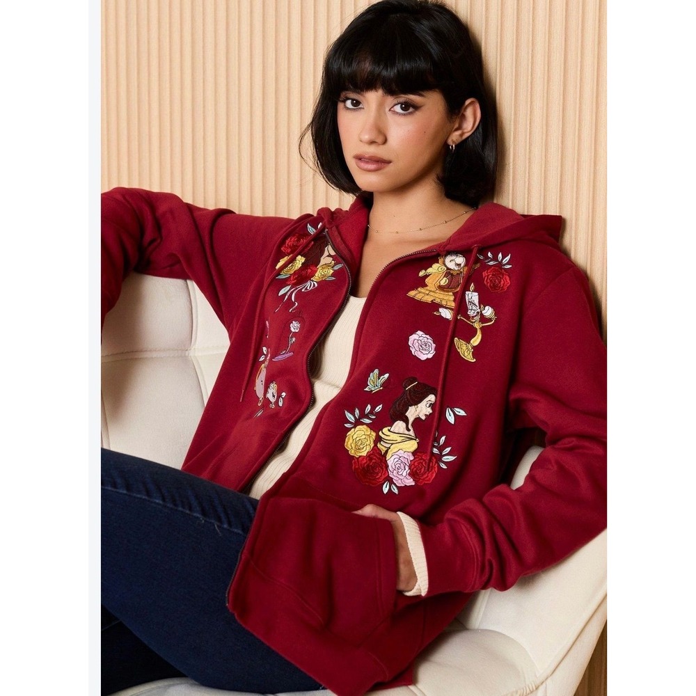 NWT Disney Beauty & The Beast Zippered Hoodie Sz. XL